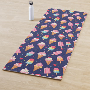 Ice cream, popsicles and cherries pattern yoga mat