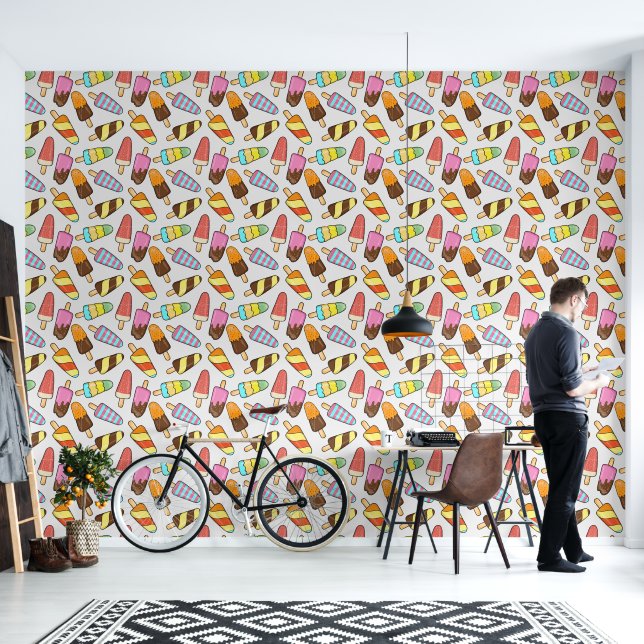 Ice Cream Popsicles Pattern Wallpaper (Living Room)