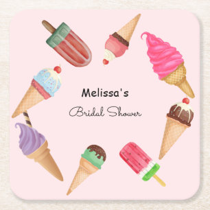 Ice Cream Popsicles Pink Paper Coaster