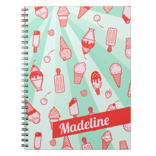 Ice Cream Print Personalised Spiral Notebook