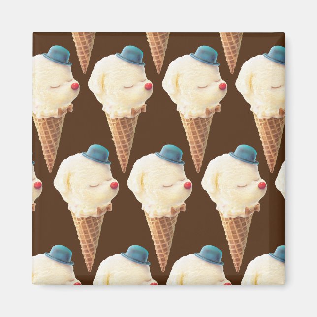 Ice Cream Puppy Pattern Magnet (Front)