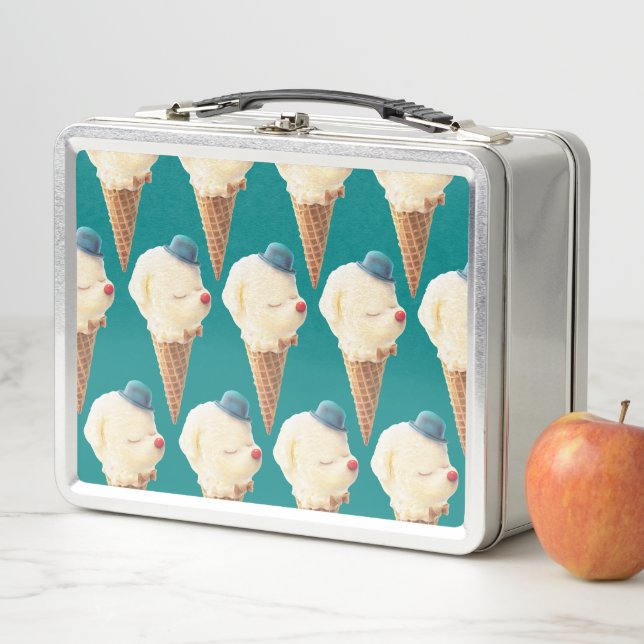 Ice Cream Puppy Pattern Metal Lunch Box (In Situ)