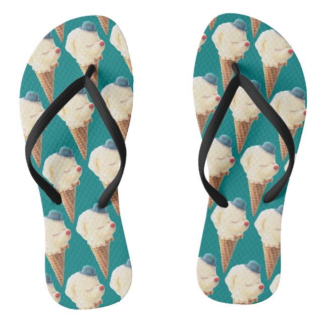 Ice Cream Puppy Pattern Thongs (Footbed)