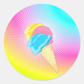 ice cream rainbow classic round sticker