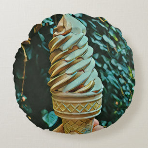 Ice cream recipe round cushion