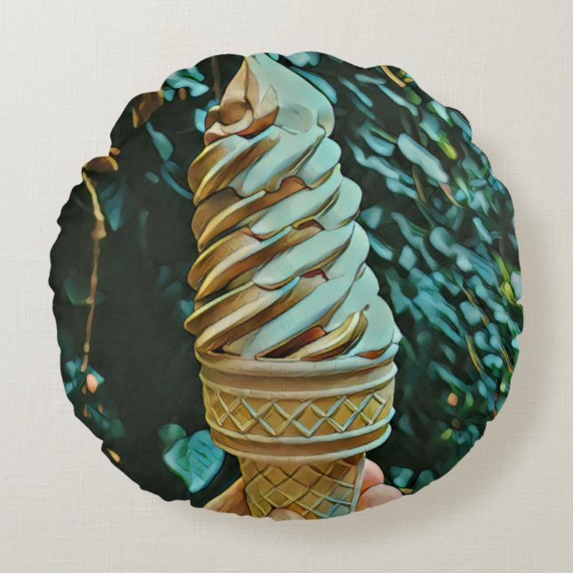 Ice cream recipe round cushion (Front)