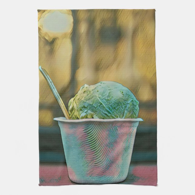 Ice cream recipe tea towel (Vertical)