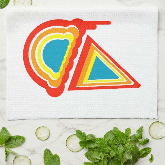 ice cream retro dripz tea towel (Folded)