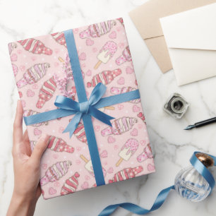 Ice Cream Retro Valentine's Wrapping Paper