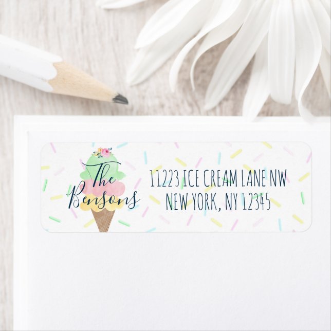 Ice Cream Return Address Sticker Labels (Insitu)