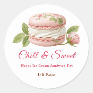 Ice Cream Sandwich Day Watercolor  Classic Round Sticker