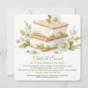 Ice Cream Sandwich Day Watercolor Invitation 