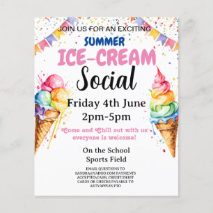 Ice-cream school Party fundraiser Flyer