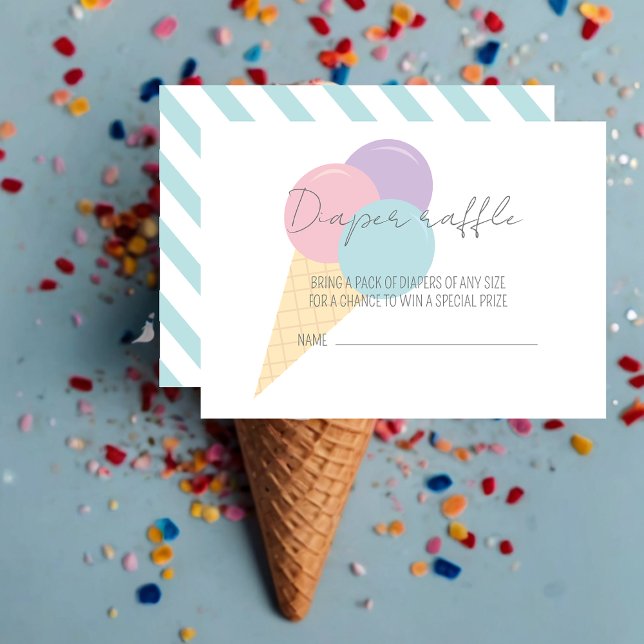 Ice Cream Scoop Baby Shower Diaper Raffle Enclosure Card (Creator Uploaded)