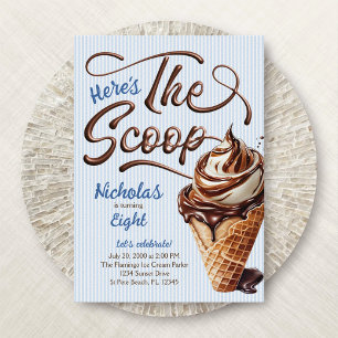 Ice Cream Scoop Boys Birthday Invitation