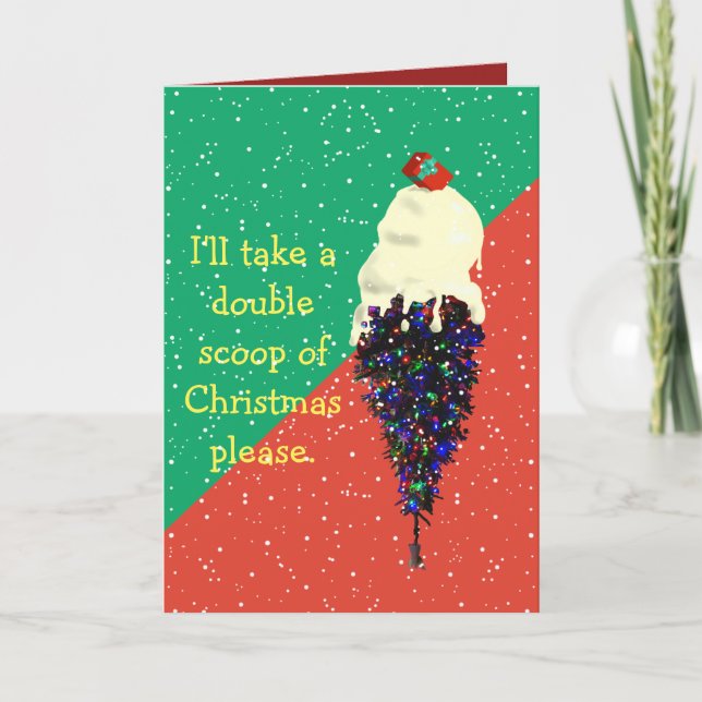 Ice Cream Scoop Christmas tree Holiday Card (Front)