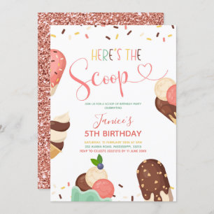 Ice Cream Scoop Girl Birthday Invitation