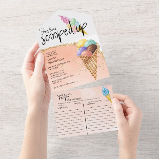 Ice Cream Scoop |  Glitter Bridal Shower   All In One Invitation (Tearaway)