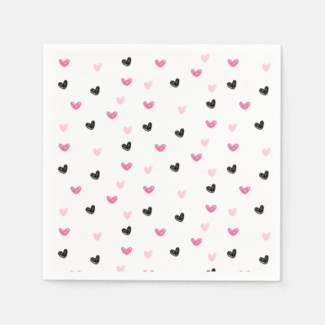 Ice Cream Scoop Hearts Birthday Party Paper Napkin (Front)