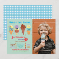 Ice Cream Scoop Shop Boys Cool Lolly Invitation