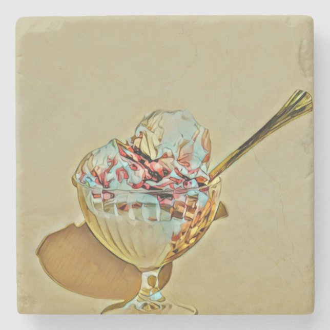Ice cream scoop stone coaster (Front)