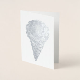 Ice Cream Scoop Waffle Cone Summer Dessert Foodie Foil Card
