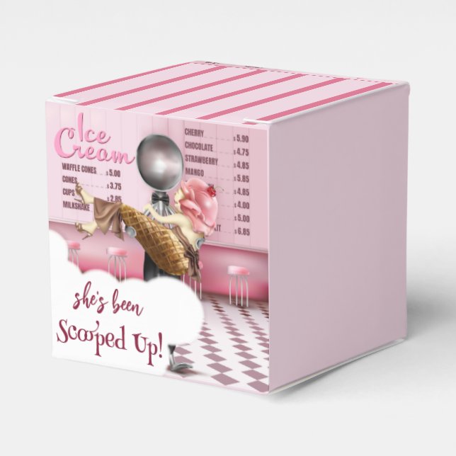 Ice cream Scooped Up Bridal Shower Favour Box (Front Side)