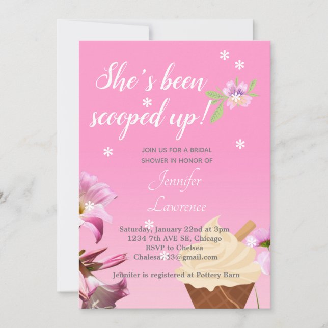 Ice Cream Scooped Up Bridal Shower Invitation (Front)