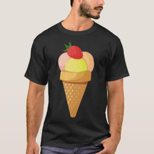 Ice cream scoops and strawberry in waffle cone T-S T-Shirt