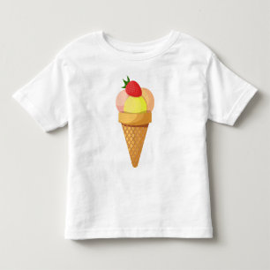 Ice cream scoops and strawberry in waffle cone toddler T-Shirt