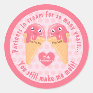 Ice Cream Scoops Cute Romantic Valentine's Day Classic Round Sticker