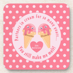 Ice Cream Scoops Cute Romantic Valentine's Day Coaster