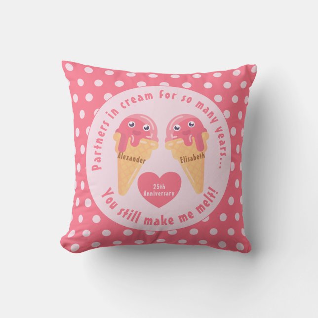 Ice Cream Scoops Cute Romantic Valentine's Day Cushion (Front)