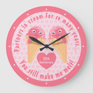 Ice Cream Scoops Cute Romantic Valentine's Day Large Clock