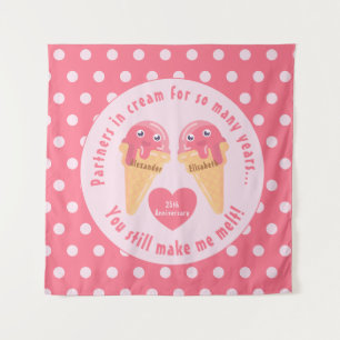 Ice Cream Scoops Cute Romantic Valentine's Day Tapestry