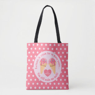 Ice Cream Scoops Cute Romantic Valentine's Day Tote Bag