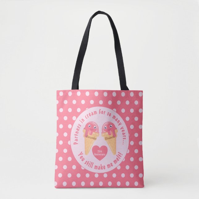 Ice Cream Scoops Cute Romantic Valentine's Day Tote Bag (Front)