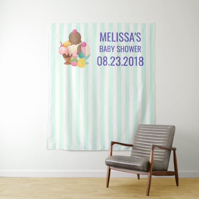 Ice Cream Scoops with Sprinkles Baby Shower Tapestry (In Situ)