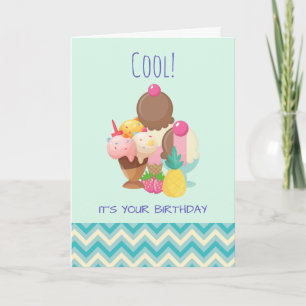 Ice Cream Scoops with Sprinkles Birthday Card
