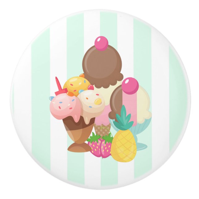 Ice Cream Scoops with Sprinkles Ceramic Knob (Front)