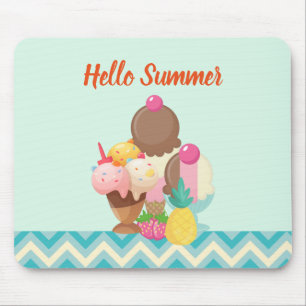 Ice Cream Scoops with Sprinkles Hello Summer Mouse Pad
