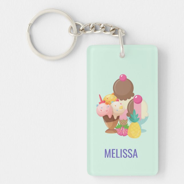 Ice Cream Scoops with Sprinkles Key Ring (Front)