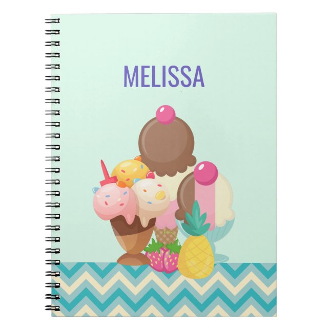 Ice Cream Scoops with Sprinkles Notebook (Front)