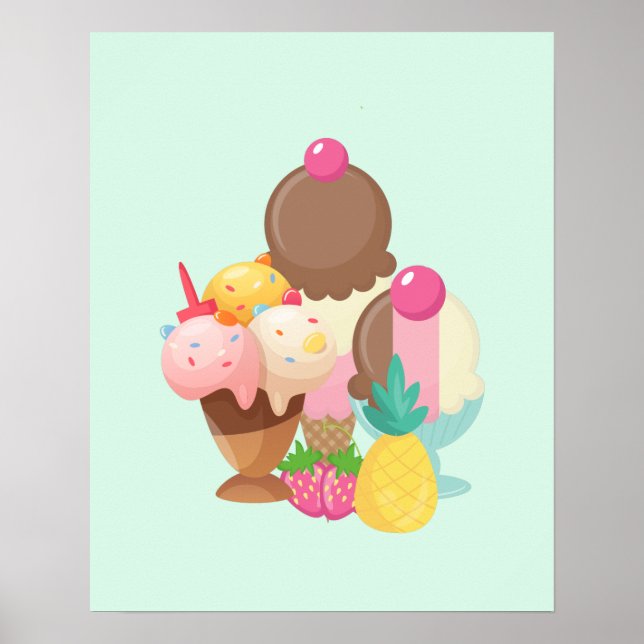 Ice Cream Scoops with Sprinkles Poster (Front)
