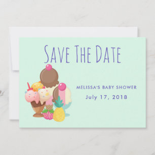 Ice Cream Scoops with Sprinkles Save the Date