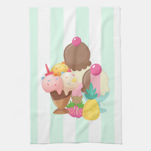 Ice Cream Scoops with Sprinkles Tea Towel