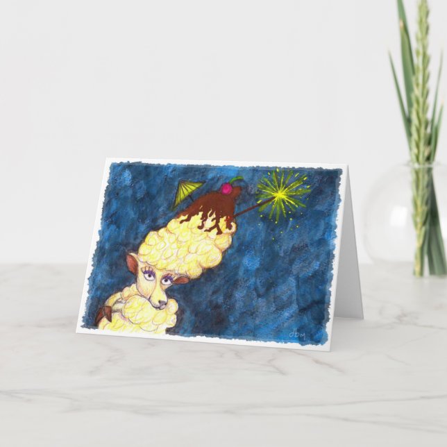 Ice Cream Sheep Greetings Card (Front)