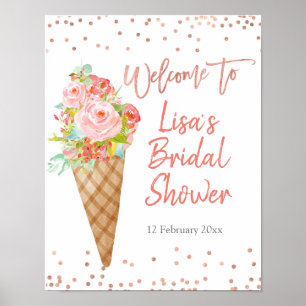 Ice Cream She's Been Scooped Bridal Shower Welcome Poster