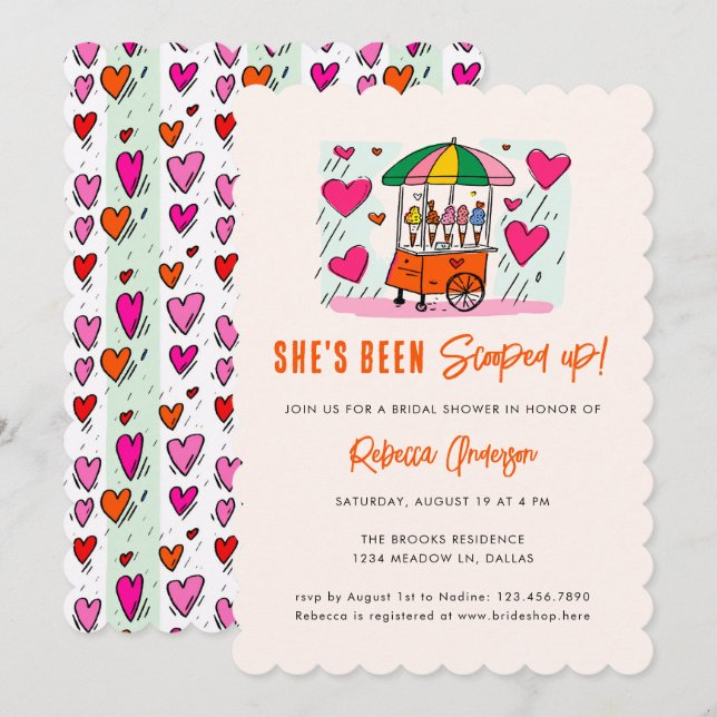 Ice Cream She's been scooped up Pink Bridal Shower Invitation (Front/Back)
