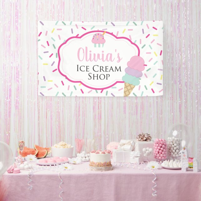 Ice Cream Shop Birthday Party Banner (Party)